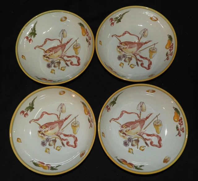 L] LA CHAPELLE DES POTS Lot d'assiettes creuses (décor pêche, poissons..) -A-