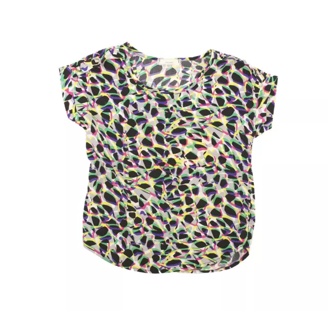 Soprano Girls Top Size 7-8 Studded Shoulder Detail Woven Multicolor  B32