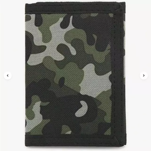 Boys Mens Army Camouflage Print Canvas Trifold Ripper Wallet With Key Clip 2003