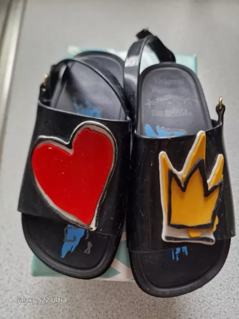 MINI MELISSA Slide sandals size EU 28 29 UK 10 BLACK CROWN HEART INC BOX 25.00 PicClick UK