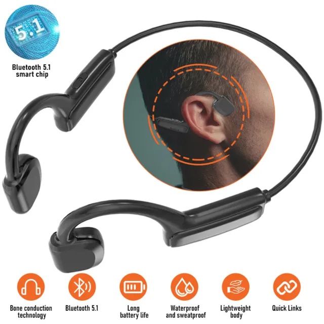 Bone Conduction Headphones Wireless Bluetooth 5.1 Outdoor Sport Open-Ear Headset