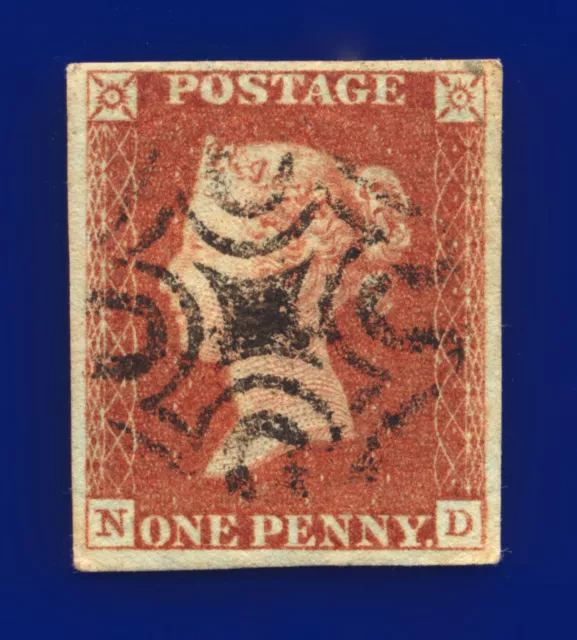1841 SG8L 1d Red-Brown Black Maltese Cross B1tub ND Welshpool MX GU c.£750 dcbh