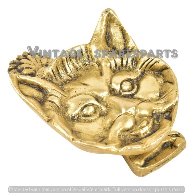 Heurtoir de porte de visage de chat en laiton fait à la main cloche de...