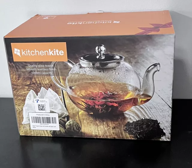 Kitchen Kite Teapot And Four Glass Cups NEW  In original box