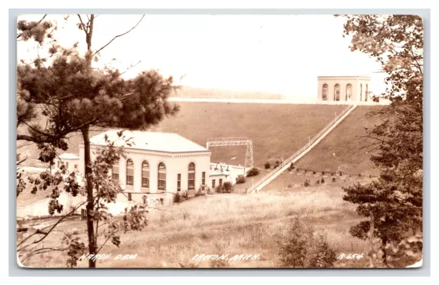 MI Michigan RPPC Real Photo Croton Hardy Dam Early Scene UNPOSTED