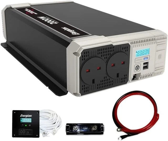 Spannungswandler 12 Volt Auf 230 Volt 2000 Watt ENERGIZER 2000 WATTS Power Inverter 12V to 230V/240V, Pure Sine £189.99