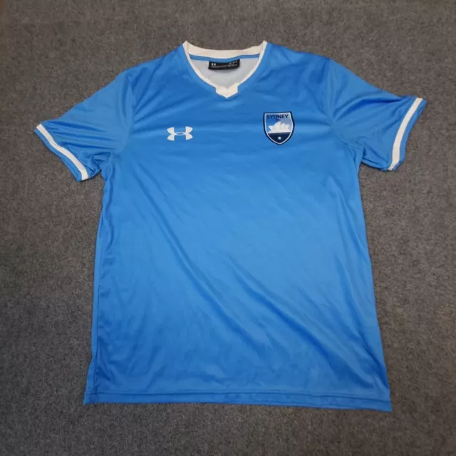 Sydney FC Jersey Mens LARGE blue under armour training football sports size L