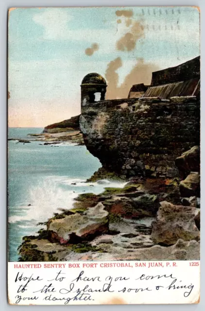 San Juan, Puerto Rico, Fort Cristobal, Haunted Sentry Box Vintage 1912 Post Card