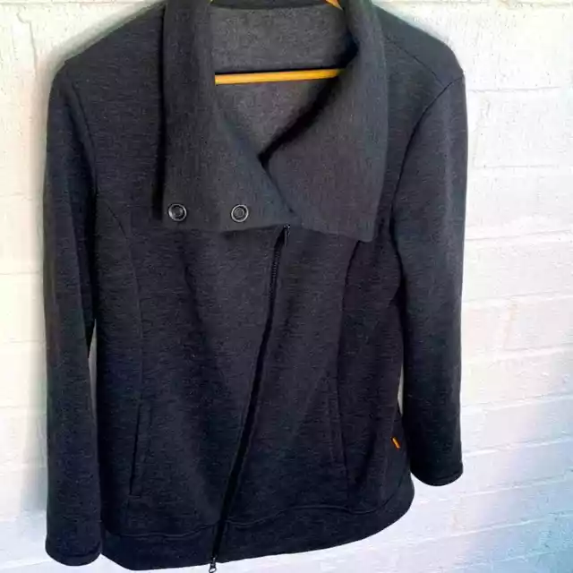 Lucy Women's Hatha Jacket Long Asymmetrical Zip Up Jacket sz L 2