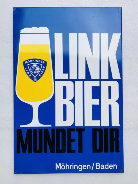 Blechschild Link Bier Möhringen Baden - 88x58cm - um 1960 - kein Emailschild