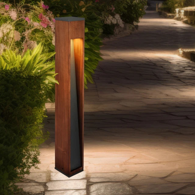 Lampada Da Tavolo In Carta Fatta A Mano Con Base In Legno Nero – 20x30x10 Cm, Beige, Attacco E14, Cavo Incluso - 2