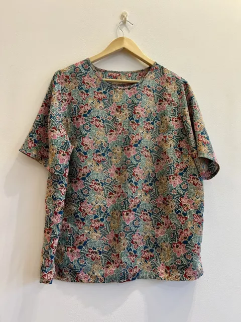 Camicia floreale rosa e blu ST MICHAEL @ MARKS & SPENCER taglia 18 16 14 estate