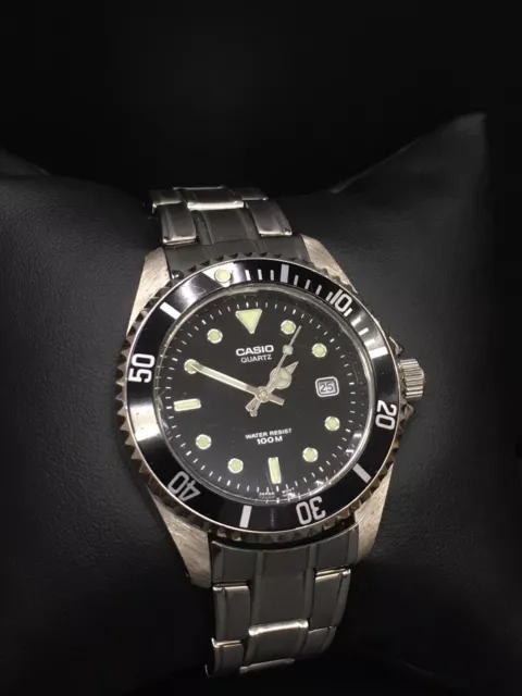 CASIO MTD 1010 MEN S Wristwatch 1346 Diver Style Black Dial Link Band Rare EUR 90 77 PicClick FR