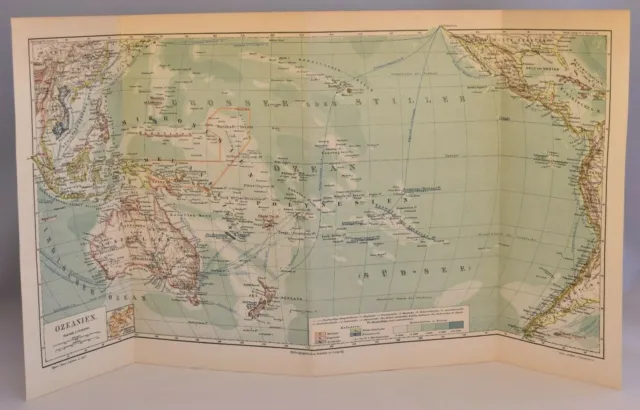 Colour Map of Oceania / Australasia | Rare Collectable Antique Print 1885-90