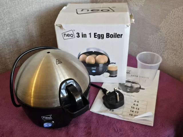 Neo Stainless Steel Electric Egg Cooker Boiler Poacher & Steamer Fits 7 Eggs