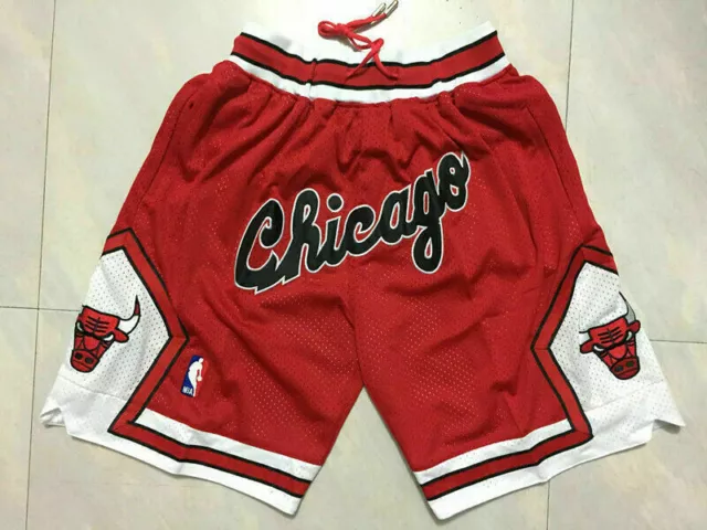 Classic Retro Unisex Basketball Chicago Bulls Shorts Red Stitched
