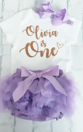 Personalised Girls Frills Front Back Tutu Knickers Set 1st First Birthday Lilac