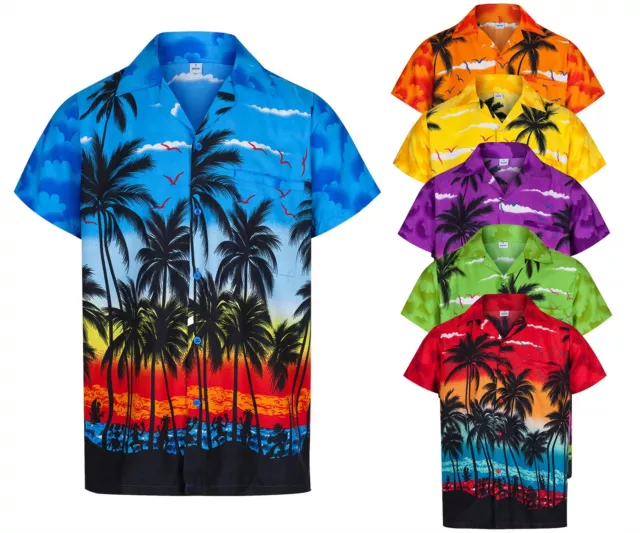 Mens Hawaiian Shirt Stag Palm Tree Aloha Holiday Beach Summer Fancy Party S-3Xl