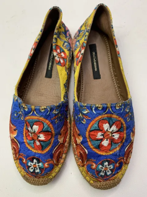 DOLCE & GABBANA  Carretto Siciliano print espadrilles Shoes Size 7 / 37 $575