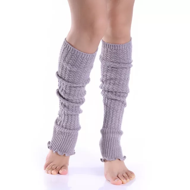 2 Paires Femme Jambière Hauteur Genou Câble Tricoté Thermique Bottes Chaussettes