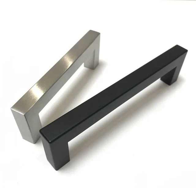 Kitchen Cabinet Door Drawer Modern Square Bar Handle Rose Gold Black Aluminium