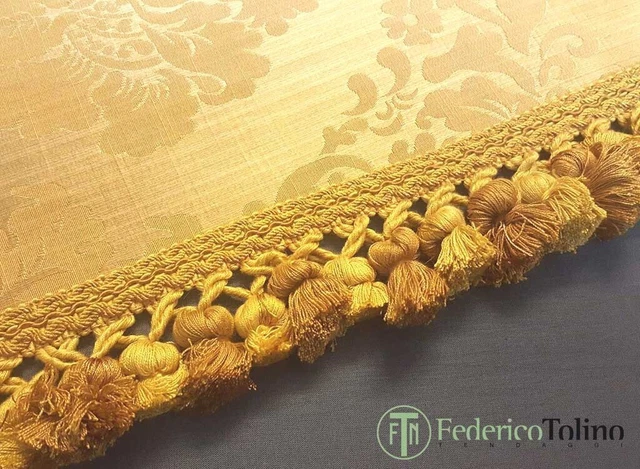 Passamaneria Frangia Apribile Giallo Oro - 2,80 Metri, Altezza 5 Cm - Per Sarte, Cucito Creativo E Decorazioni