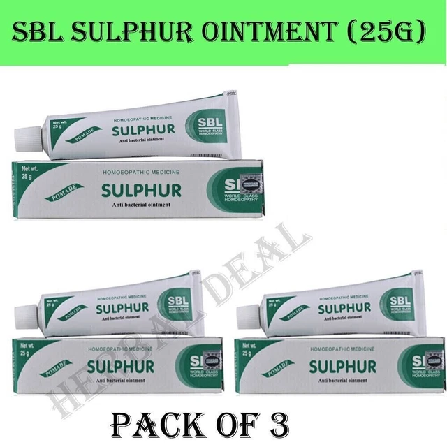 3 X UNGÜENTO DE AZUFRE 10% - Para acné, eccema, ácaros, sarna, puntos negros - 25g