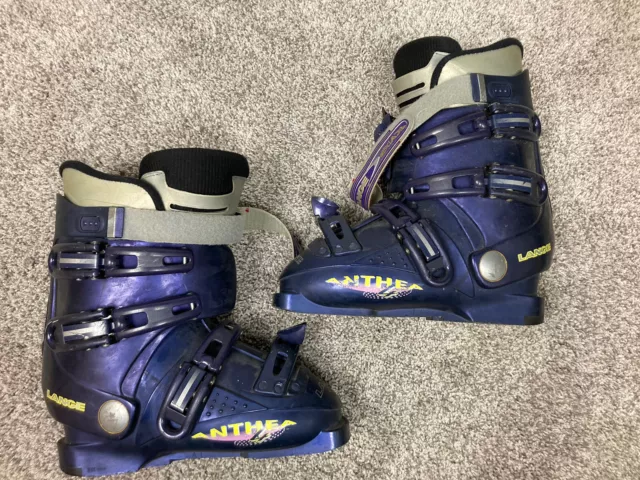 Vintage LANGE Anthea 4 Ski Boots Mens Size 24.5/ 7.5 US Purple Yellow Fast Ship