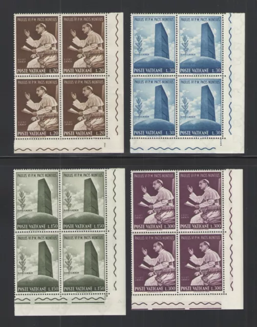 1965 VATICAN CITY STAMPS Scott # 416-419 { BLOCKS of 4 LR } { POPE } MNH