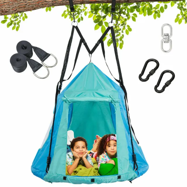 40" Kids Hanging Tent Swing Indoor Outdoor Flying Saucer Floating Platform Swing