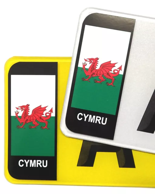 PAIR Welsh Wales CYMRU Flag Vinyl Stickers Badge For Std Car Number Plate Brexit