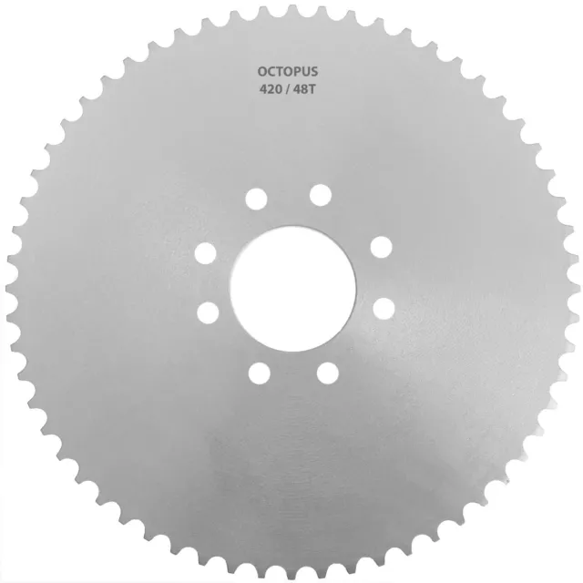 OCTOPUS 40/41/420 Chain 48 Tooth Steel Sprocket for Go-Karts Mini Bikes 8" Inch