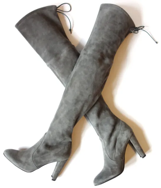 STUART WEITZMAN Highland over knee thigh hi OTK stretch gray suede BOOTS 6.5