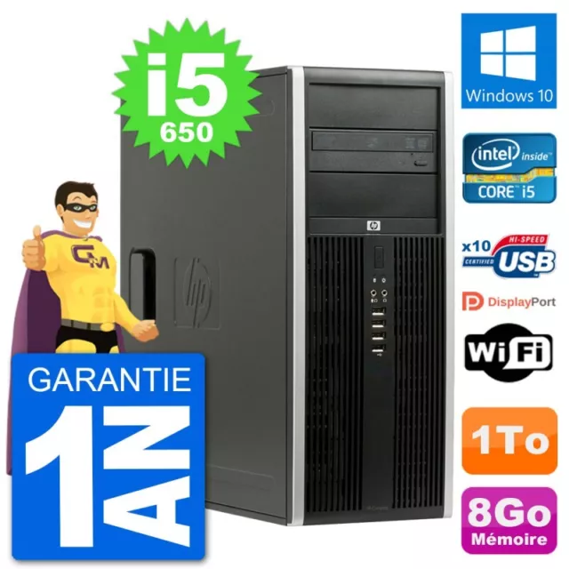 PC Tour HP 8100 Elite Intel Core i5-650 RAM 8Go Disque Dur 1To Windows 10 Wifi