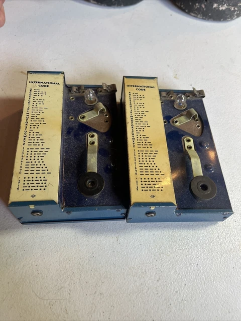 Lot of 2 Vintage Western Union Standard Radio Telegraph Signal Sets 1940’s Tin
