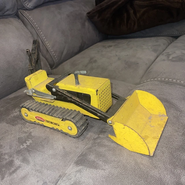 VINTAGE TONKA TRENCHER Tractor backhoe digger Yellow 1960s Tonka Mound