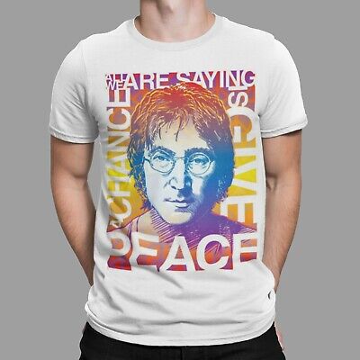 John Lennon T-Shirt  Give Peace Rock and Roll 60s 70s 80s Retro Printed  Art TEE