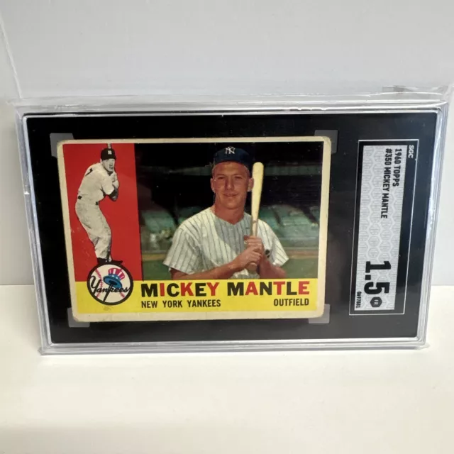 1960 Topps #350 Mickey Mantle SGC 1.5 HOF New York Yankees Baseball Card