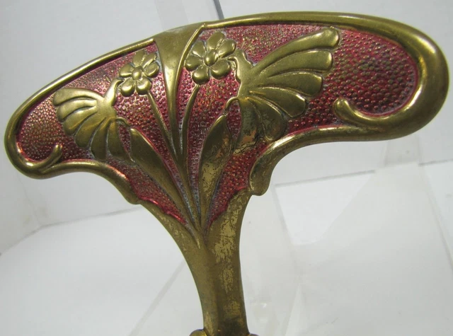 Antique Bronze Art Nouveau Hanger Hook Bracket Butterfly Flower ornate brass wsh 5