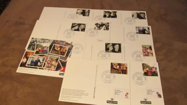 2007 GB PHQ FDC Set Postcard - Queen Elizabeth Diamond Wedding - Prince Phillip