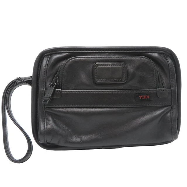 TUMI ORGANIZER CLUTCH Bag Second Bag Leather Black Men's DH88478