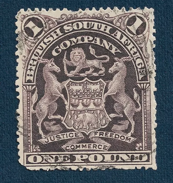 Rhodesia British South Africa Company Stamp Sg90 £1 Used