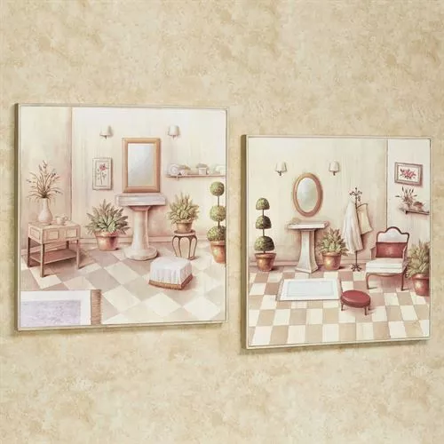 Soothing Retreat Bath Wall Art Cream Set of Two