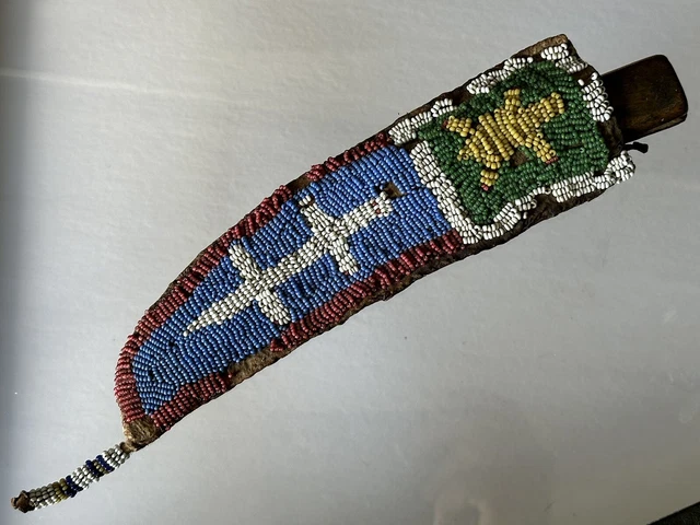 RARE Authentic American Plains Indian Beaded Knife Sheath 1800s Sioux Lakota RARE Authentic American Plains Indian Beaded Knife Sheath 1800s Sioux Lakota