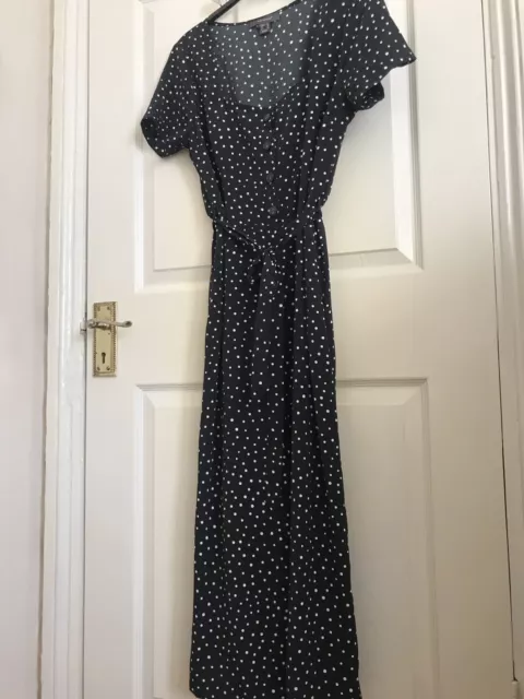 WOMENS PRIMARK POLKA Dot JUMPSUIT SIZE 10 SMALL Buttons Culotte