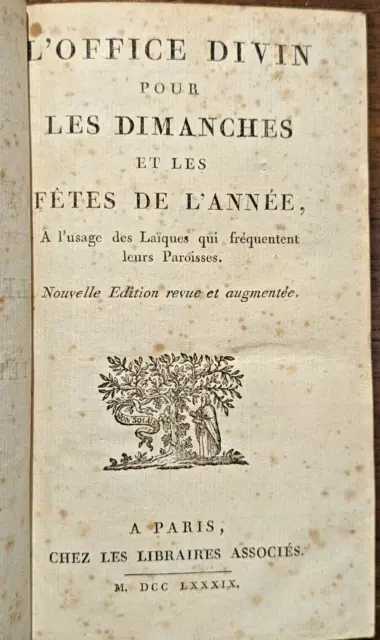 L'office divin pour les dimanches et les fêtes de fin d'année - Paris, 1789