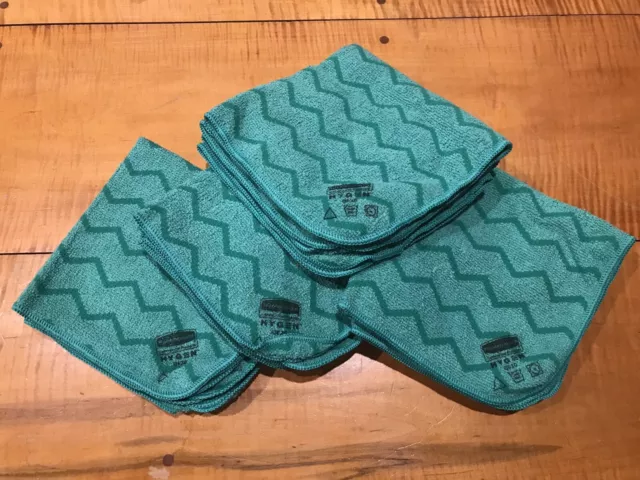 12 Rubbermaid Q620 HYGEN 16" x 16" Microfiber Cloth Towel ALL CLEANING Green NEW