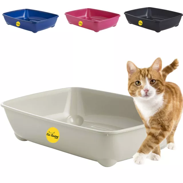 Large Open Cat Litter Tray 50cm Kitten Toilet Pan Loo Box Pet Safe CatCentre®