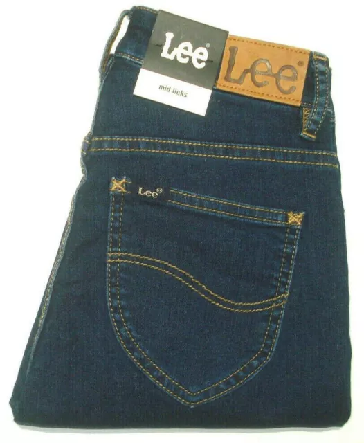 Lee BNWT Womens Size 6 Measured W22 X L30 Mid Licks Indigo Stone Denim Jeans