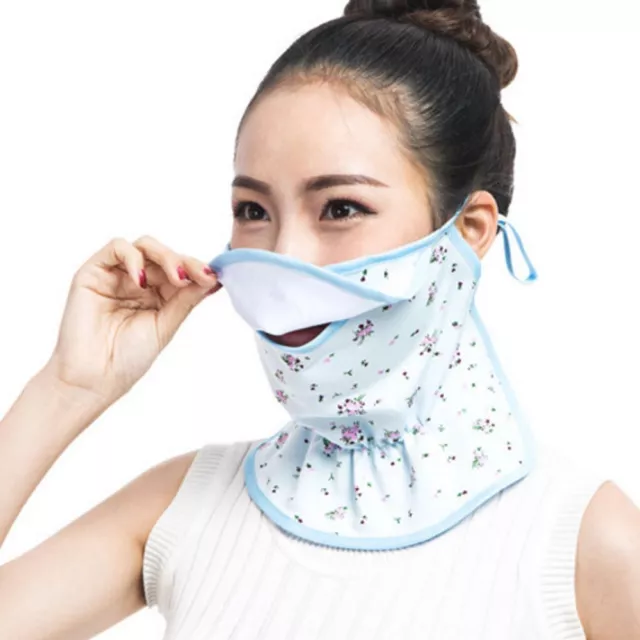 Flower Summer Ice Silk Face Mask Driving Face Shield Veil  Summer